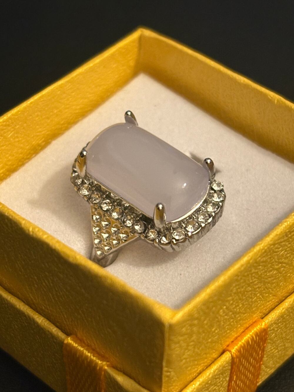 Vintage Faux Quartz Rhinestone Ring Size 7.75”